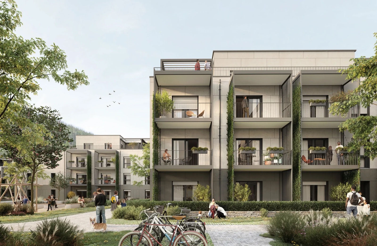 Modernes Wohngebäude im Großraum München